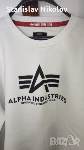 Нова Блуза Alpha Industries basic sweater white, Size XL, снимка 2 - Блузи - 52586214