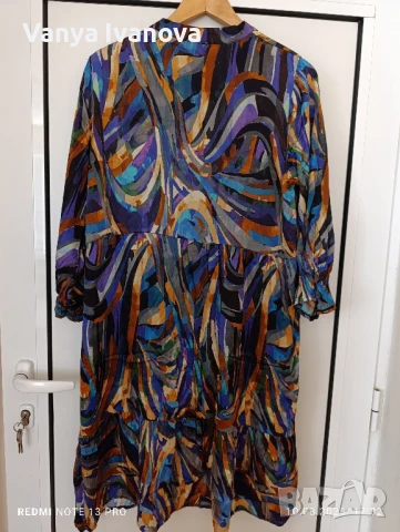 Шарена рокля 30% коприна, снимка 7 - Рокли - 51319042