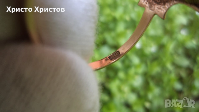 Руски-СССР златен пръстен с кехлибар, снимка 6 - Пръстени - 54128115