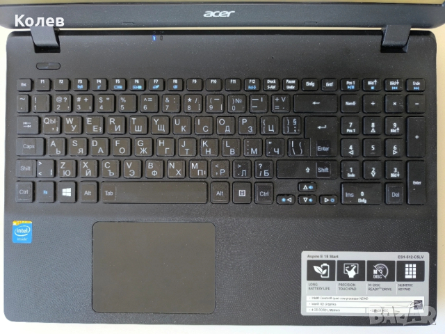 Лаптоп Acer Aspire ES1-512/,Intel Celeron N2940, RAМ 4GB DDR3, HDD 320GB, снимка 3 - Лаптопи за дома - 53601629