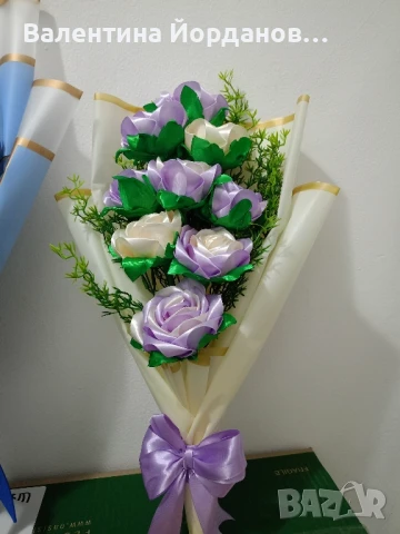 букети със сатенени рози , снимка 4 - Декорация за дома - 50905673