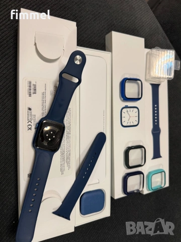 Apple Watch Series 7 GPS 45mm, пълен комплект, оригинален с подаръци, снимка 7 - Смарт часовници - 53241438