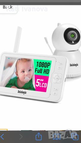Видеобебефон Sainlogic с камера, вътрешен бебефон, 1080P FHD, 5-инчов LCD дисплей, дневен и нощен , снимка 1 - Бебефони - 46379462