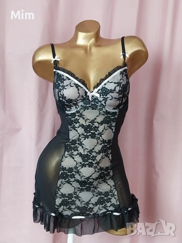Hunkemoller 75 D Черна дантелена рокля/ нощница/, снимка 2 - Рокли - 53730183