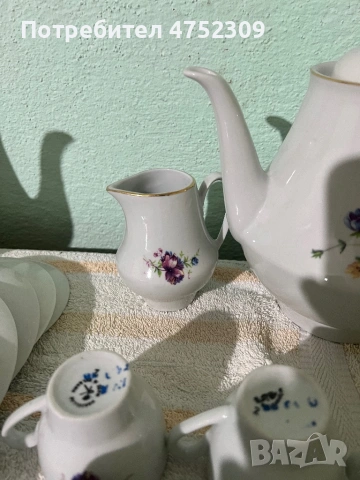 Винтидж порцеланови сервизи със златен кант – 2 комплекта – 60–70та година., снимка 4 - Сервизи - 53670332