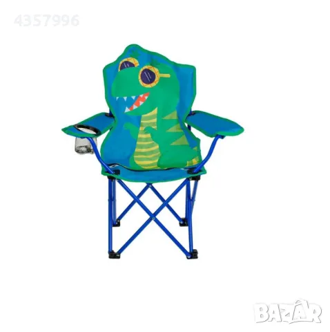 Детски сгъваем къмпинг стол, Динозавър, С калъф, Син 