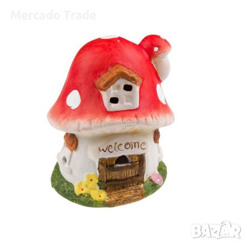 Декоративна фигурка Mercado Trade, Kъща - гъбка, Керамична, Червен, снимка 2 - Декорация за дома - 45406586