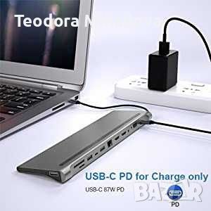 Мултипортов адаптер за USB C хъб 12 в 1, USB C докинг станция, снимка 4 - Друга електроника - 46639614