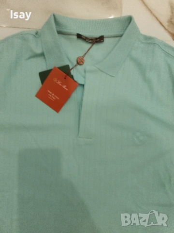 Мъжка тениска ЛОРО ПИАНА М последен размер светло син цвят , снимка 3 - Тениски - 53838840