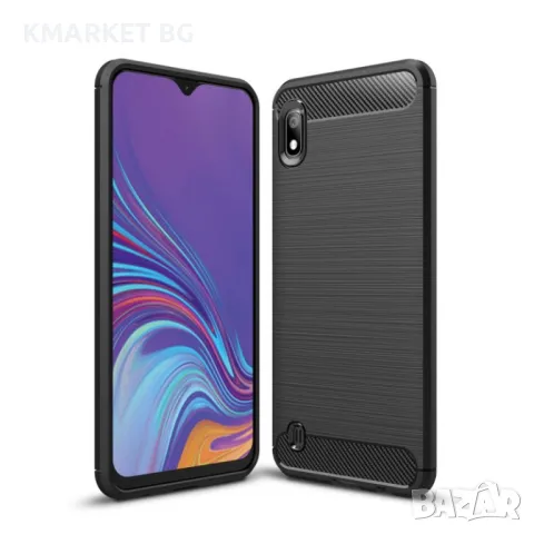 Samsung Galaxy A10 Удароустойчив Carbon Fiber Калъф и Протектор, снимка 1 - Калъфи, кейсове - 48570182