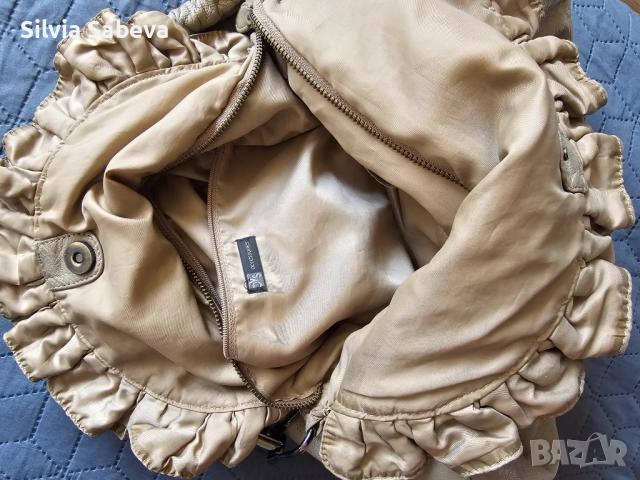 Дамска бежова кожена чанта с една дръжка, снимка 5 - Чанти - 52863223