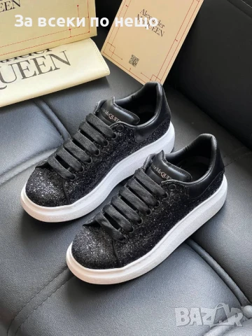 Alexander McQueen Дамски Черни Блестящи Маратонки С Бяла Подметка👟Дамски Спортни Обувки Код E451, снимка 2 - Маратонки - 50503278