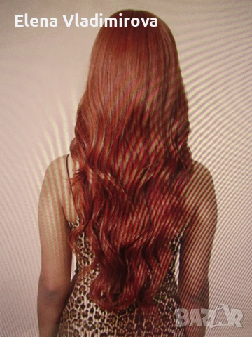 Нова Вълниста Перука В Меден Цвят, снимка 3 - Аксесоари за коса - 53584188