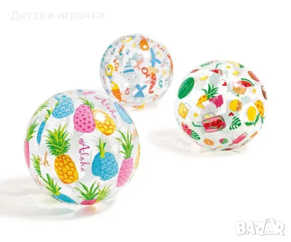 Надуваема топка Lively Print INTEX, 51см, PVC, морска тематика