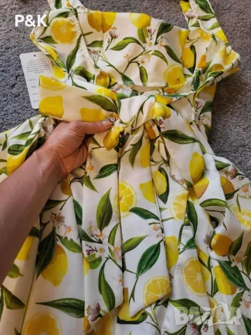 Лятна рокля с лимони и твърди чашки, снимка 2 - Рокли - 49884915