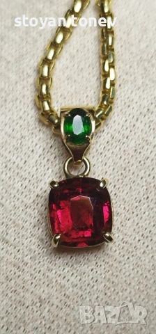 "Тайнствен Пламък“ – авторски медальон с редки натурални гранати! Нов!, снимка 9 - Колиета, медальони, синджири - 54083968