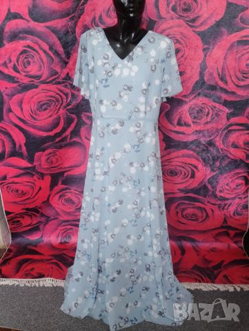 Светло синя дълга лятна рокля ХЛ за висока дама , снимка 1 - Рокли - 46373286
