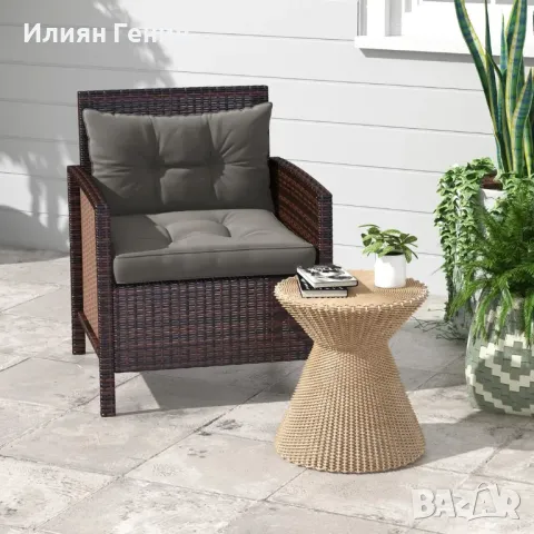 Комплект от 2 градински възглавници за седалки Outsunny, устойчиви на атмосферни влияния, с копчета, снимка 3 - Градински мебели, декорация  - 50374712