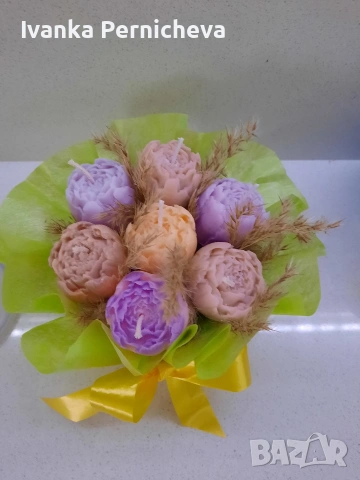 Букет от соеви свещи , снимка 5 - Изкуствени цветя - 54115302