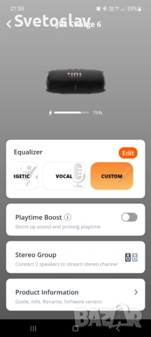 JBL Charge 6 преносимa Bluetooth тонколонa, снимка 3 - Тонколони - 54118031