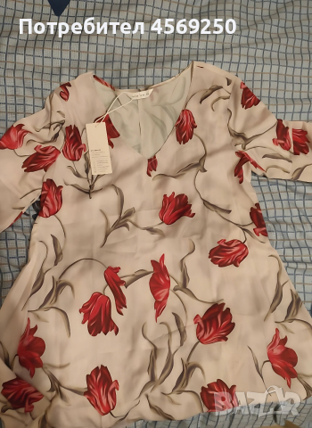 Нова дамска тениска с ефектен принт на лалета, размер M