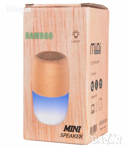 Преносима светеща колонка от бамбук с LED светлини