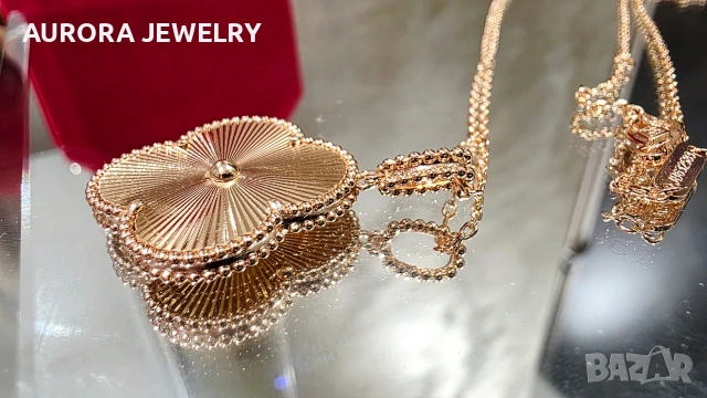Van Cleef & Arpels VCA Rose Gold Magic Clear Long Vintage Alhambra Clover Дамско Колие, снимка 6 - Колиета, медальони, синджири - 54200232