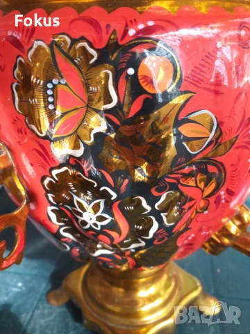 Уникален руски ръчно рисуван самовар чайник, снимка 7 - Антикварни и старинни предмети - 53279391