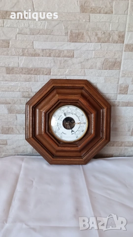 Стар немски барометър с дървена основа - хексагон, снимка 7 - Антикварни и старинни предмети - 53005748