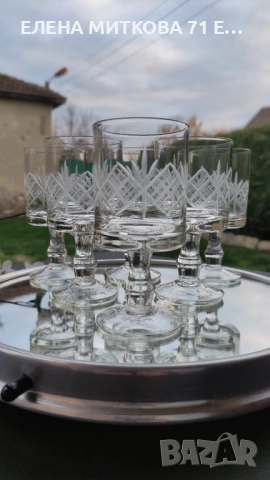Сервиз от 6 бр.български кристални чаши за аперитив-нови