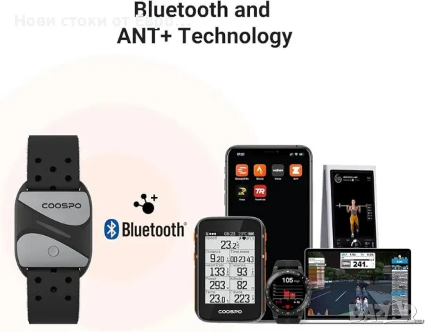 Гривна за монитор на сърдечния ритъм COOSPO HW807, Bluetooth 5.0 ANT+ HRM с LED индикатор, снимка 4 - Смарт гривни - 49543493