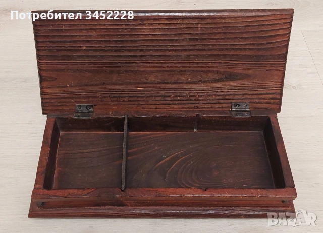 Кутия дървена винтидж капак облечен с кожа за ценители , снимка 4 - Декорация за дома - 54240133