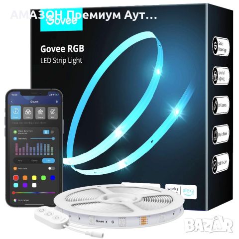 Govee H615A 5 м WiFi RGB LED лентови светлини,Alexa/Google Assistant/синхрон с музика,60 LED диода, снимка 1