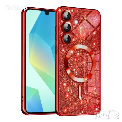 Калъф fixGuard - Luxury Glitter MagSafe - Samsung Galaxy A16 4G / A16 5G - Red, снимка 1 - Калъфи, кейсове - 48668934