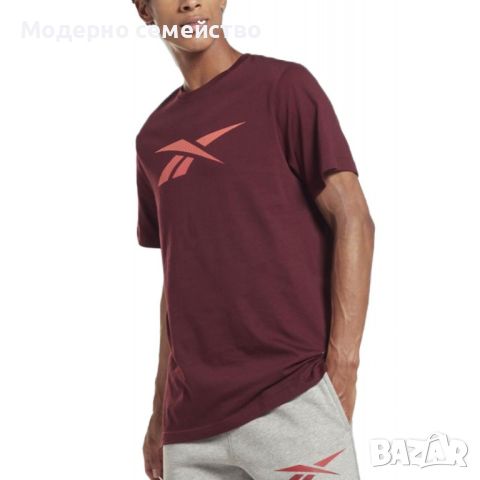 Мъжка тениска reebok identity classics tee burgundy, снимка 1 - Тениски - 46751745