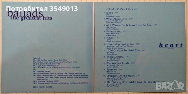 Неофициални cd / цд компакт дискове - нови - HEART [GREATEST HITS], снимка 6 - CD дискове - 53773830