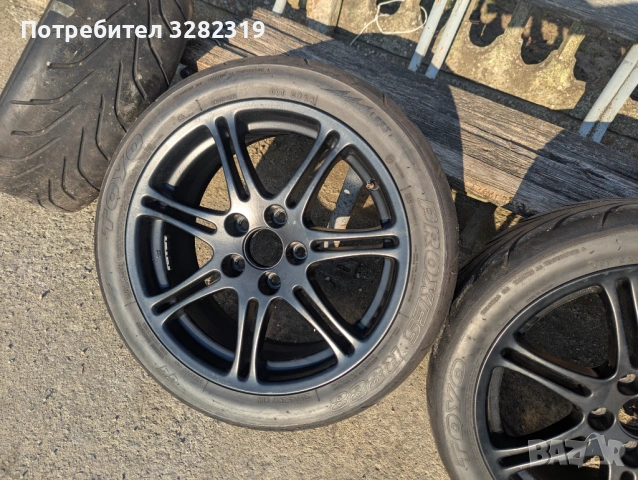 Джанти 17 цола 5x114.3 Enkei Honda EP3 Toyo R888 215/45/17, снимка 3 - Гуми и джанти - 53704219