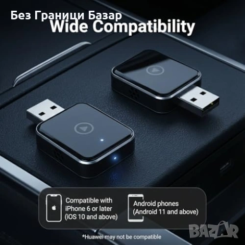 Нов 2 в 1 безжичен CarPlay Android Auto адаптер за кола автомобил телефон връзка, снимка 5 - Друга електроника - 54129012