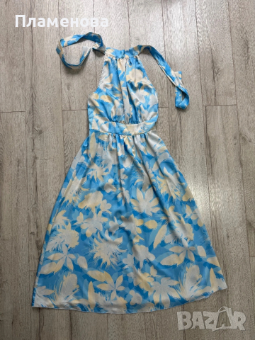 Синя сатенена рокля M/L