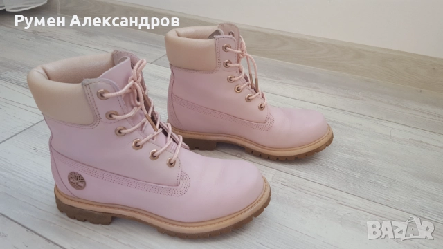 Дамски кожени розови боти Timberland размер 38, снимка 3 - Дамски боти - 52632716