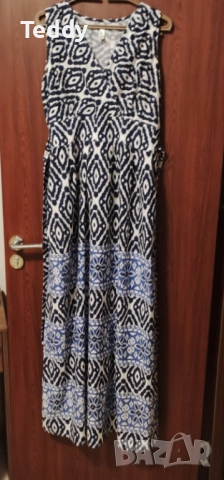 Стилна дълга рокля, 100% памук, размер L, снимка 2 - Рокли - 51536571