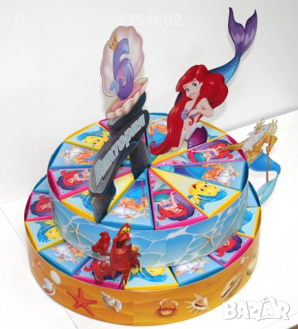 Картонена торта на тема "Малката русалка Ариел", снимка 4 - Други - 54232979