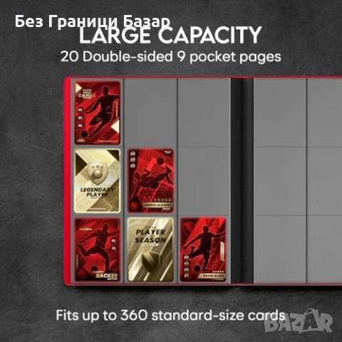 Нов Класьор за карти 360 места 9 джоба странично зареждане черен органайзер , снимка 3 - Други - 54046909