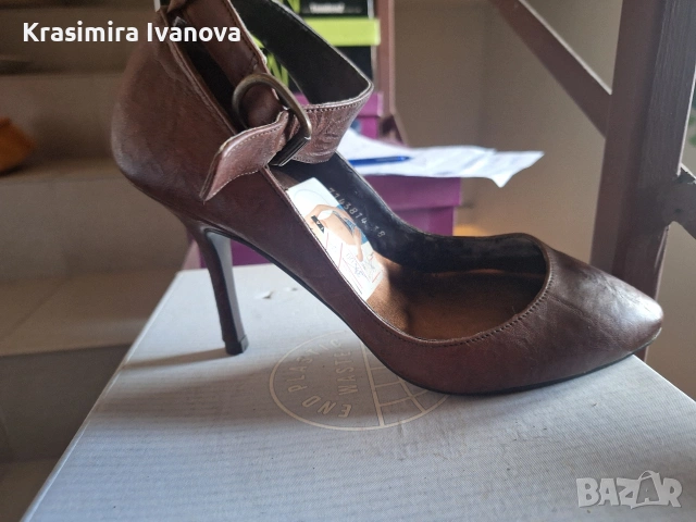нови обувки естествена кожа кафе, снимка 2 - Дамски обувки на ток - 54184747