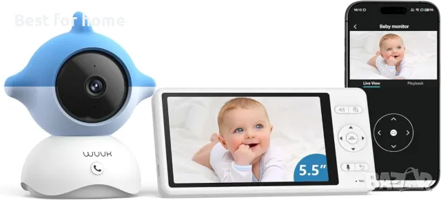 WUUK 2K видео бебефон, 5.5'' с  WiFi, снимка 9 - Бебефони - 50284622