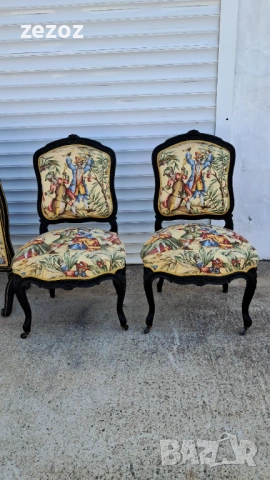 Комплект столове и параван антикварни, снимка 2 - Дивани и мека мебел - 53110756