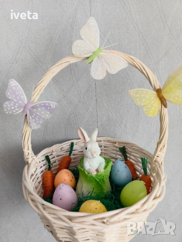 Великденска кошничка с пеперуди , снимка 3 - Ръчно изработени сувенири - 53879117