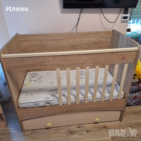 Дървена бебешка кошара с матрак 120х60, снимка 1 - Кошарки - 46414946