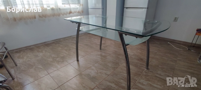 Стъклена трапезна маса на две нива., снимка 9 - Маси - 51790239