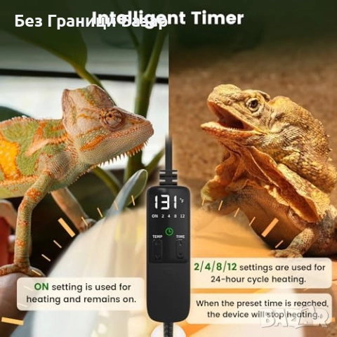 Нова Терариум лампа E27 с PID термостат, цикли 2/4/8/12 ч и алуминиев рефлектор, снимка 2 - Терариуми и оборудване - 52257273
